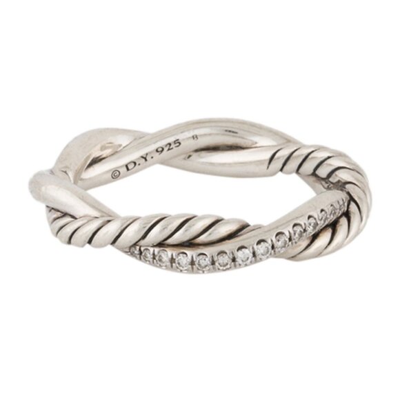 David Yurman Jewelry - DAVID YURMAN DIAMOND STERLING SILVER 925 PETITE INFINITY BAND RING